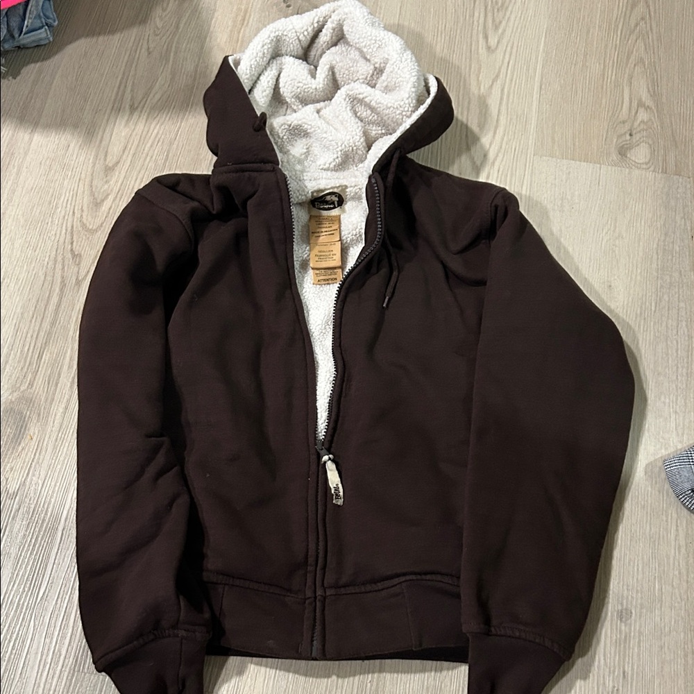 Women's Brown Sherpa-Lined Hoodie